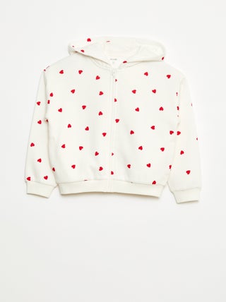Sweat zippé à capuche avec imprimé