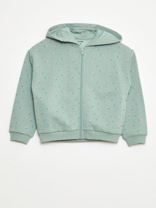 Sweat zippé à capuche avec imprimé Bleu Fille Kiabi