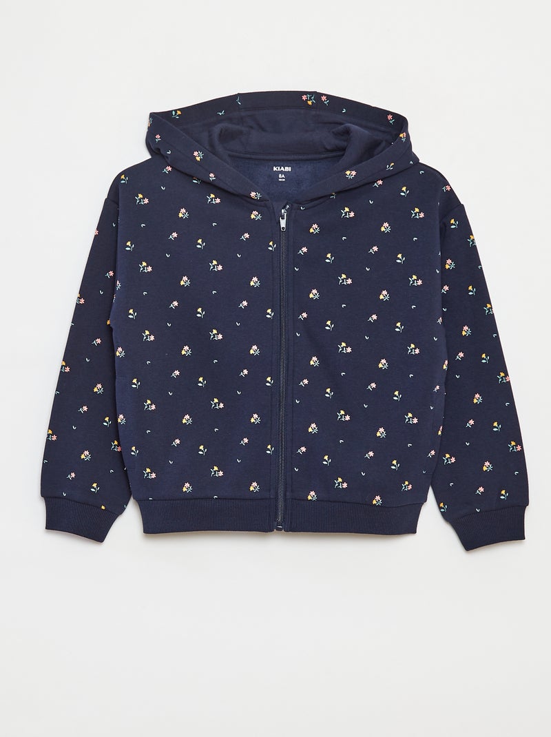 Sweat zippé à capuche avec imprimé Bleu - Kiabi