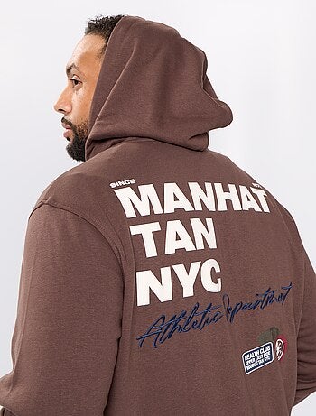 Sweat zippé à capuche avec inscriptions brodées
