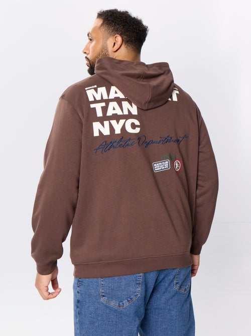Sweat zippé à capuche avec inscriptions brodées - Kiabi