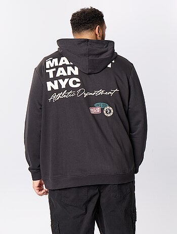 Sweat zippé à capuche avec inscriptions brodées