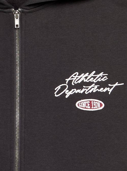 Sweat zippé à capuche avec inscriptions brodées - Kiabi