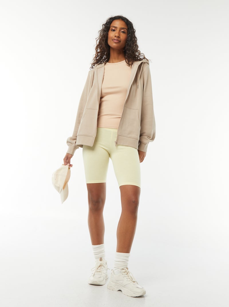 Sweat zippé à capuche basique Beige - Kiabi