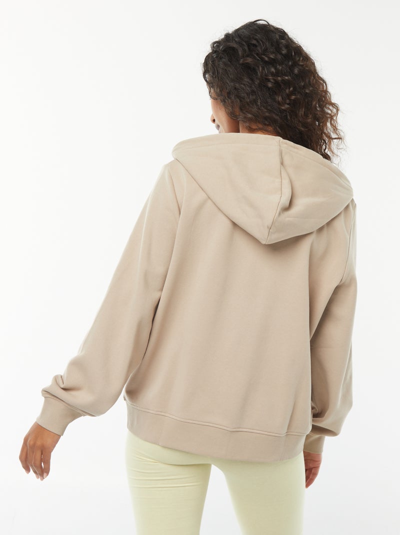 Sweat zippé à capuche basique Beige - Kiabi