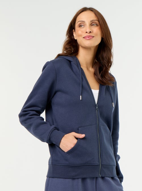 Sweat zippé à capuche basique - Kiabi