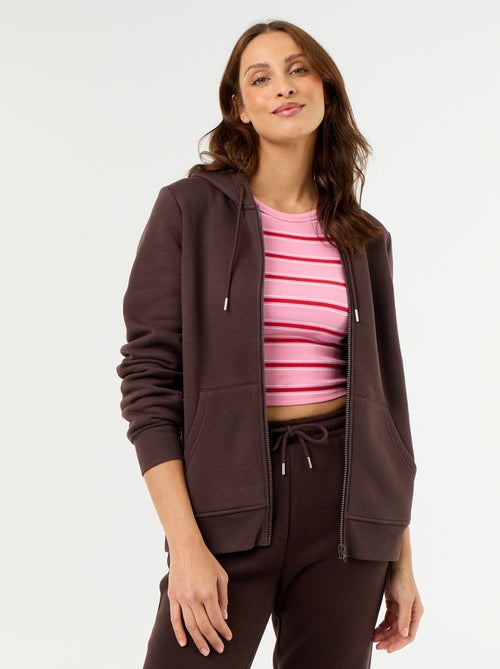 Sweat zippé à capuche basique - Kiabi