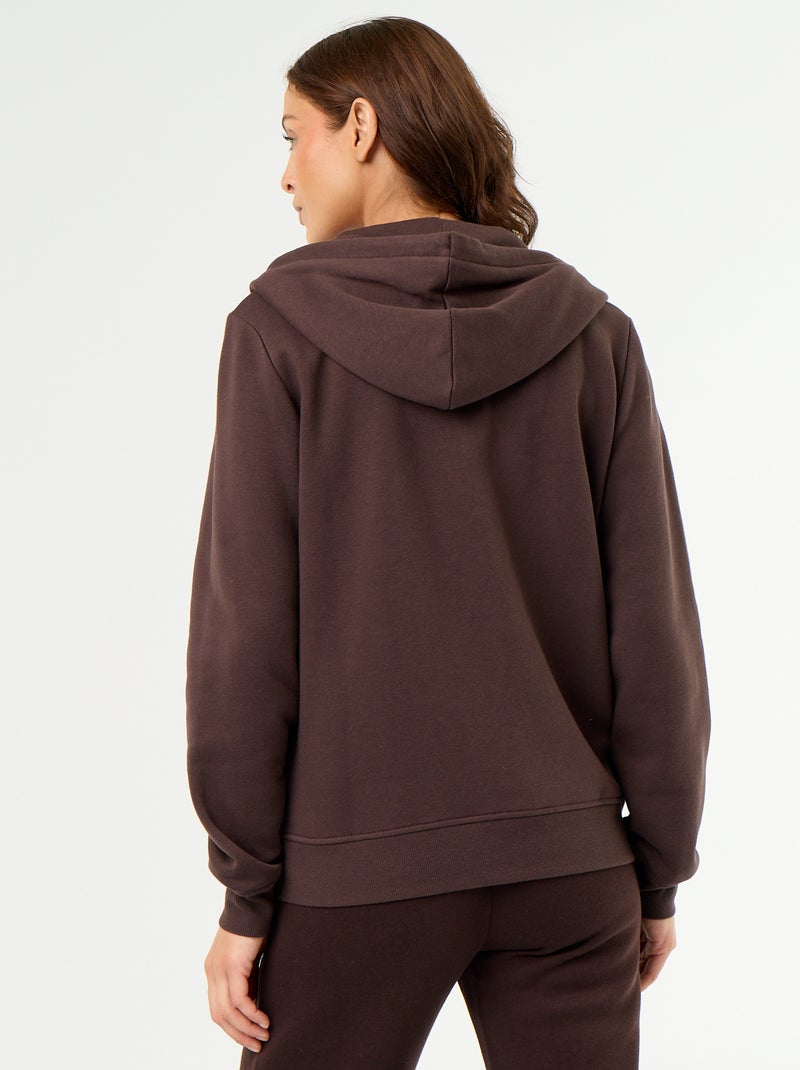 Sweat zippé à capuche basique Marron - Kiabi