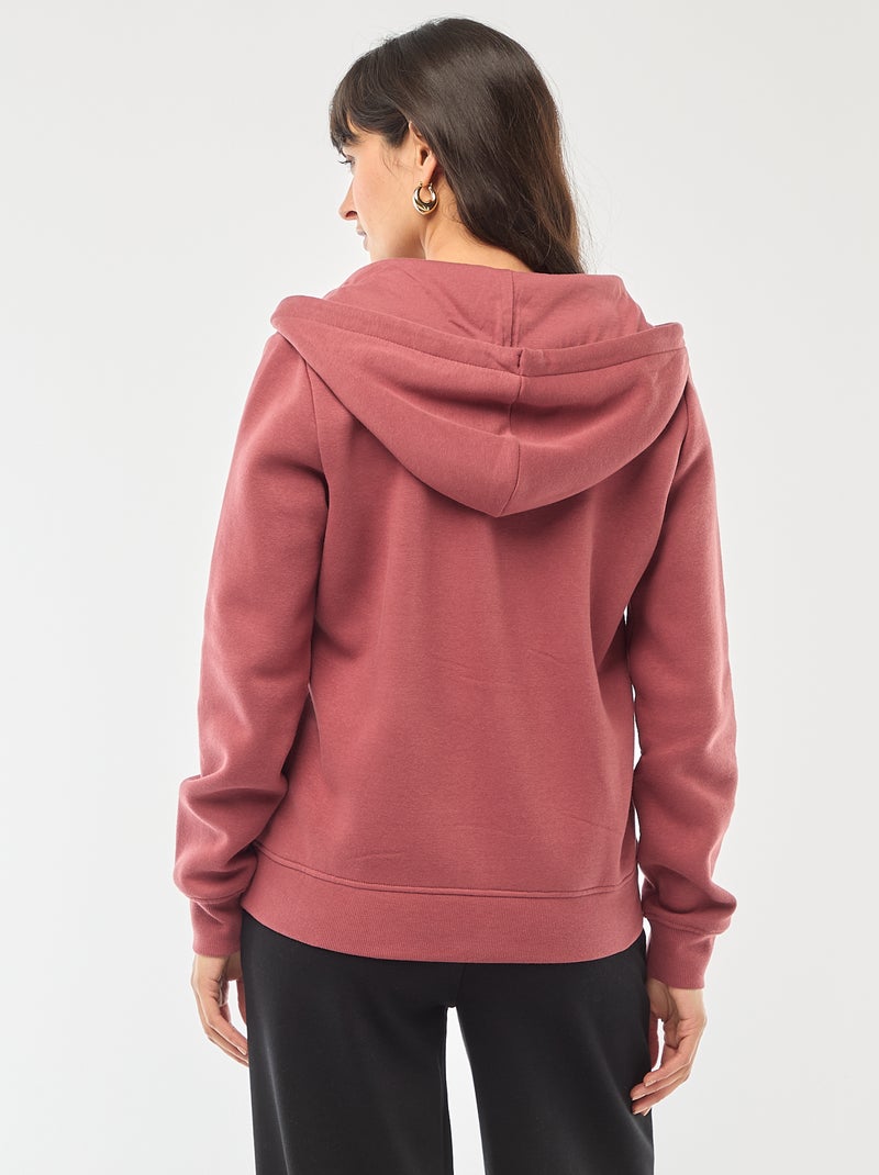 Sweat zippé à capuche basique Rouge - Kiabi