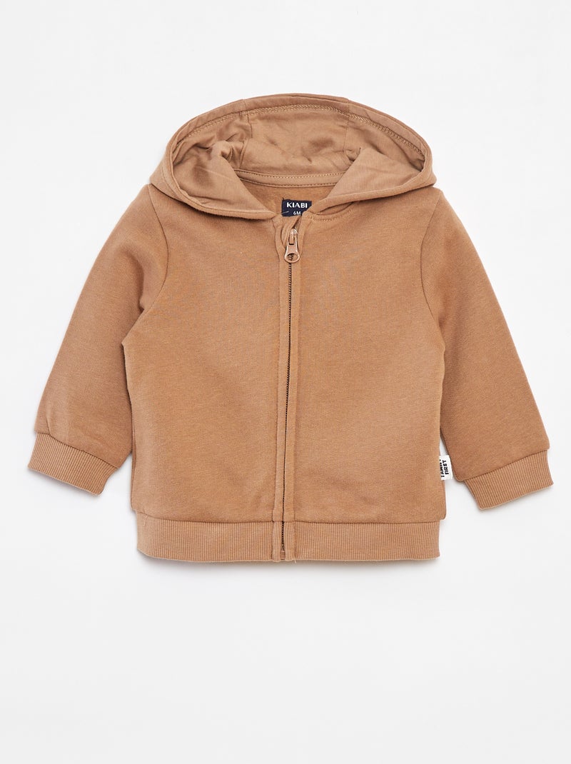Sweat zippé à capuche Beige - Kiabi