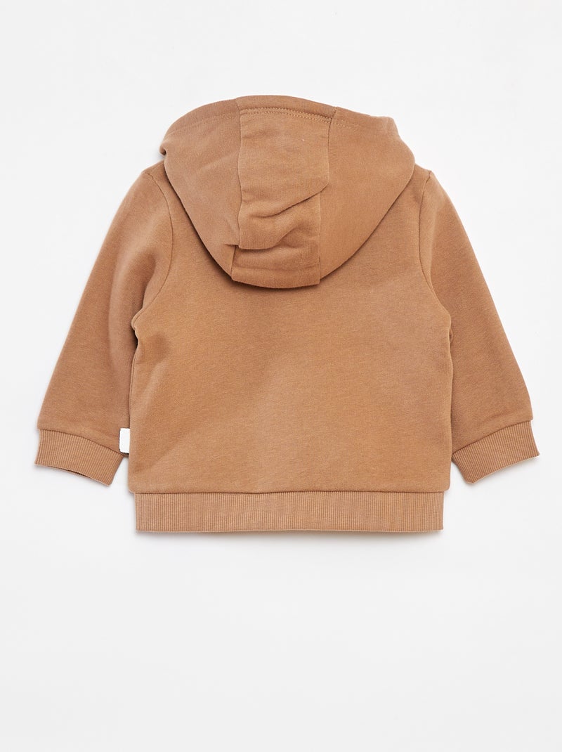 Sweat zippé à capuche Beige - Kiabi