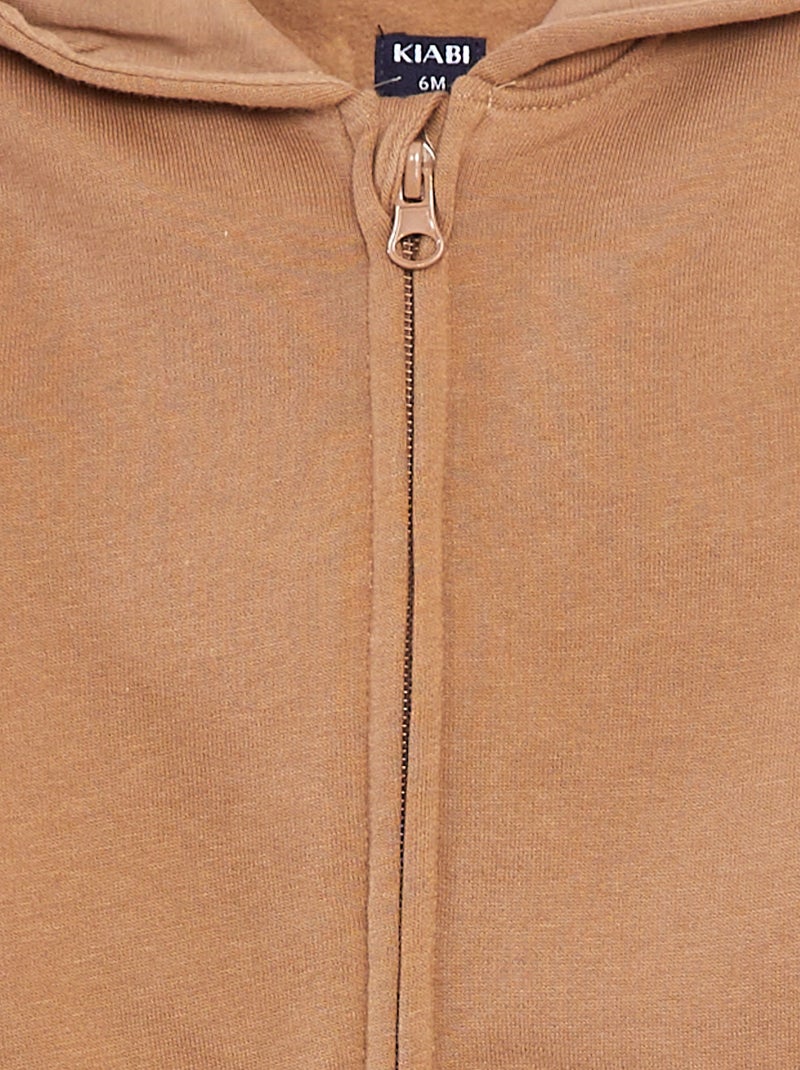 Sweat zippé à capuche Beige - Kiabi