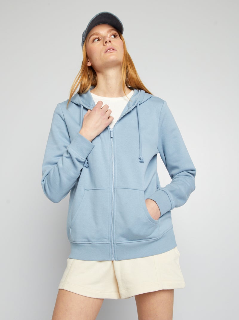 Sweat zippé à capuche Bleu - Kiabi