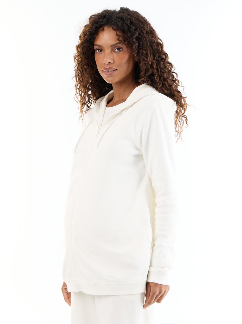 Sweat zippé à capuche d'allaitement Blanc - Kiabi
