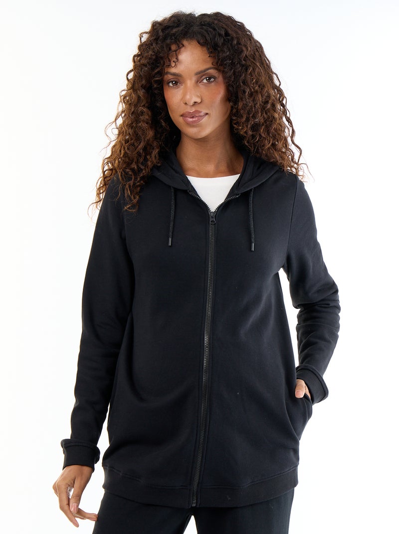 Sweat zippé à capuche d'allaitement Noir - Kiabi
