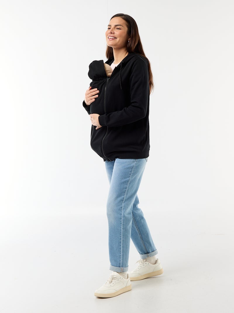 Sweat zippé à capuche d'allaitement noir - Kiabi