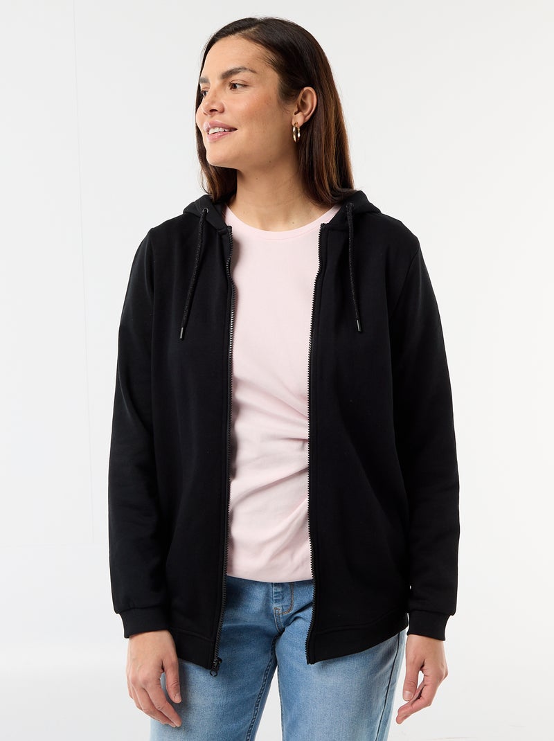 Sweat zippé à capuche d'allaitement noir - Kiabi