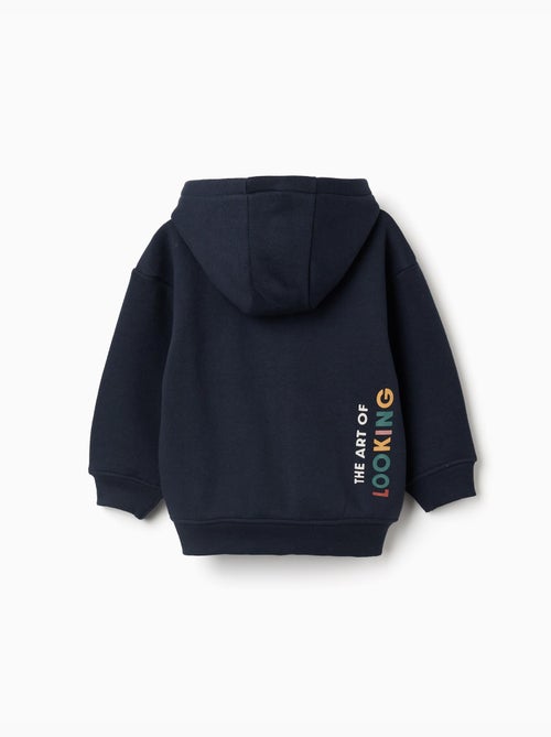 Sweat zippé à capuche en coton peigné avec imprimé Art of Looking - Kiabi