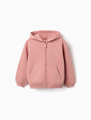 Sweat zippé à capuche en coton peigné avec imprimés floraux