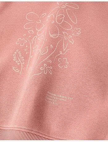 Sweat zippé à capuche en coton peigné avec imprimés floraux