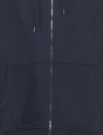 Sweat zippé à capuche en molleton uni