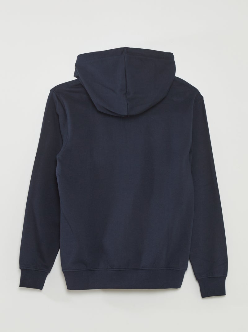 Sweat zippé à capuche en molleton uni Bleu marine - Kiabi
