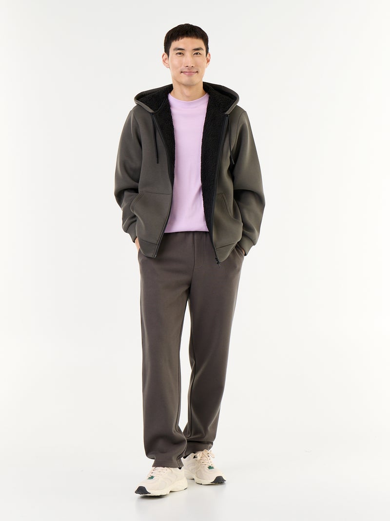 Sweat zippé à capuche en néoprène Kaki - Kiabi