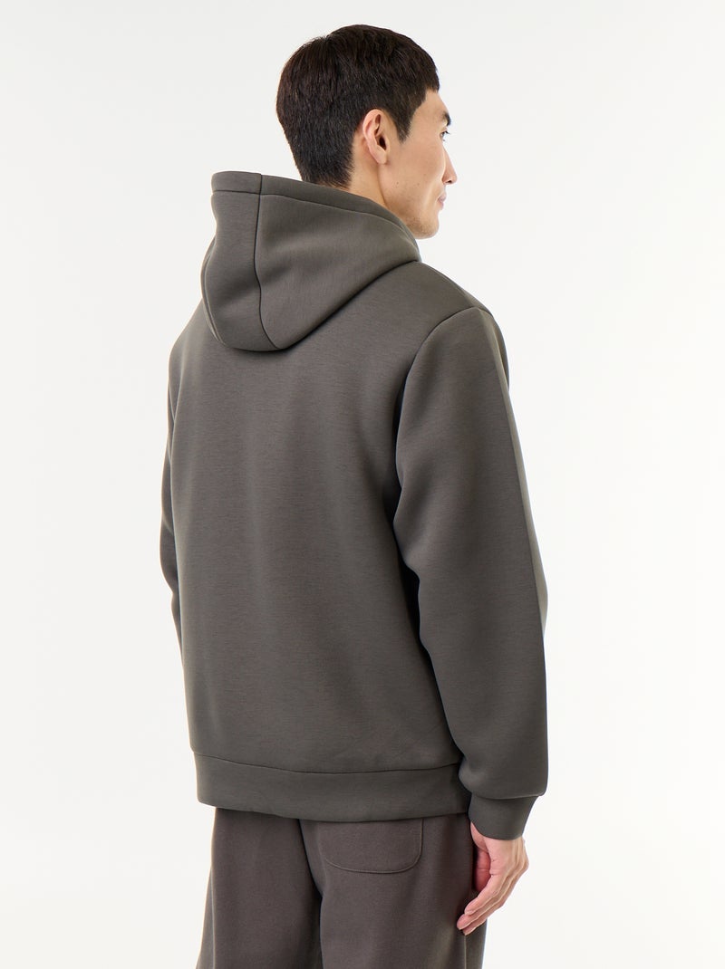 Sweat zippé à capuche en néoprène Kaki - Kiabi