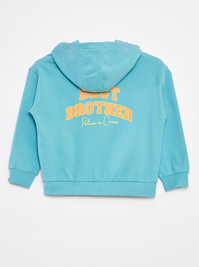 Sweat zippé à capuche forme loose VERT - Kiabi