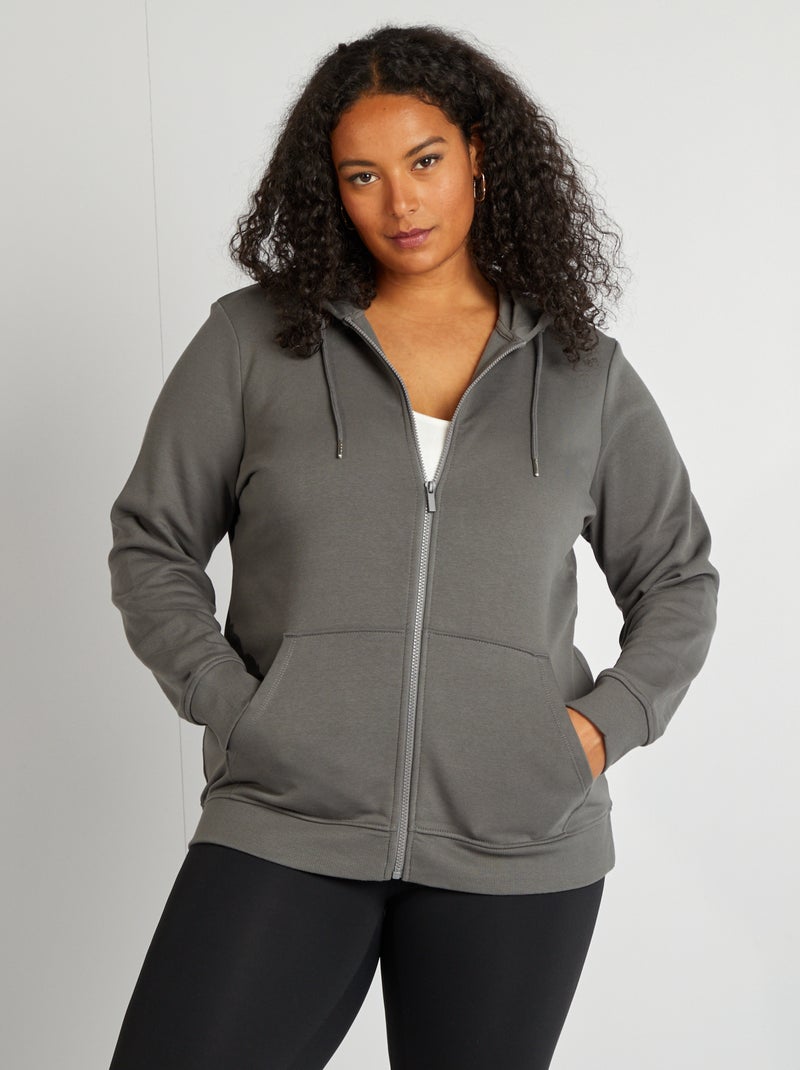 Sweat zippé à capuche Gris - Kiabi