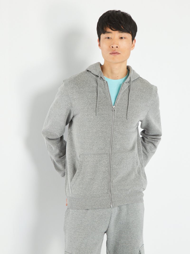 Sweat zippé à capuche Gris foncé - Kiabi