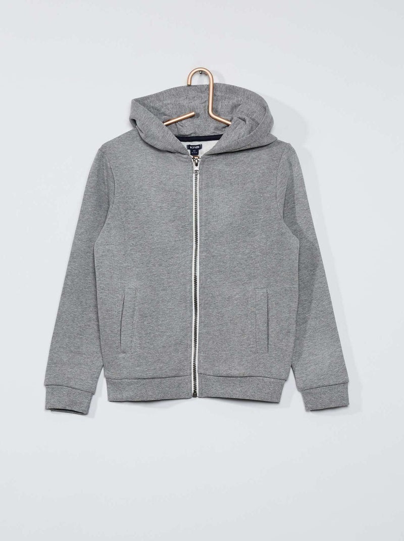 Sweat zippé à capuche gris - Kiabi
