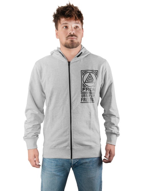 Sweat zippé à capuche homme en french terry imprimé poitrine liam freegun - Kiabi