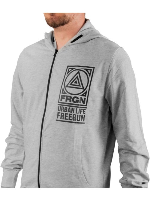 Sweat zippé à capuche homme en french terry imprimé poitrine liam freegun - Kiabi