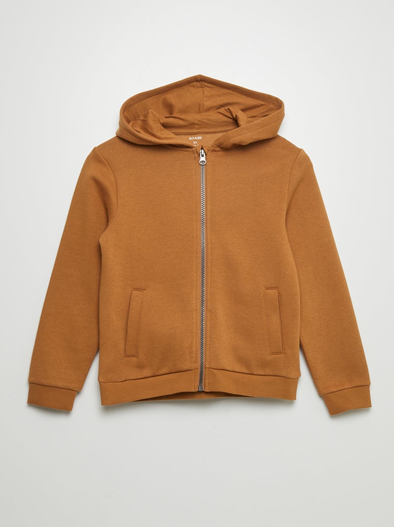 Sweat zippé à capuche Jaune moutarde - Kiabi