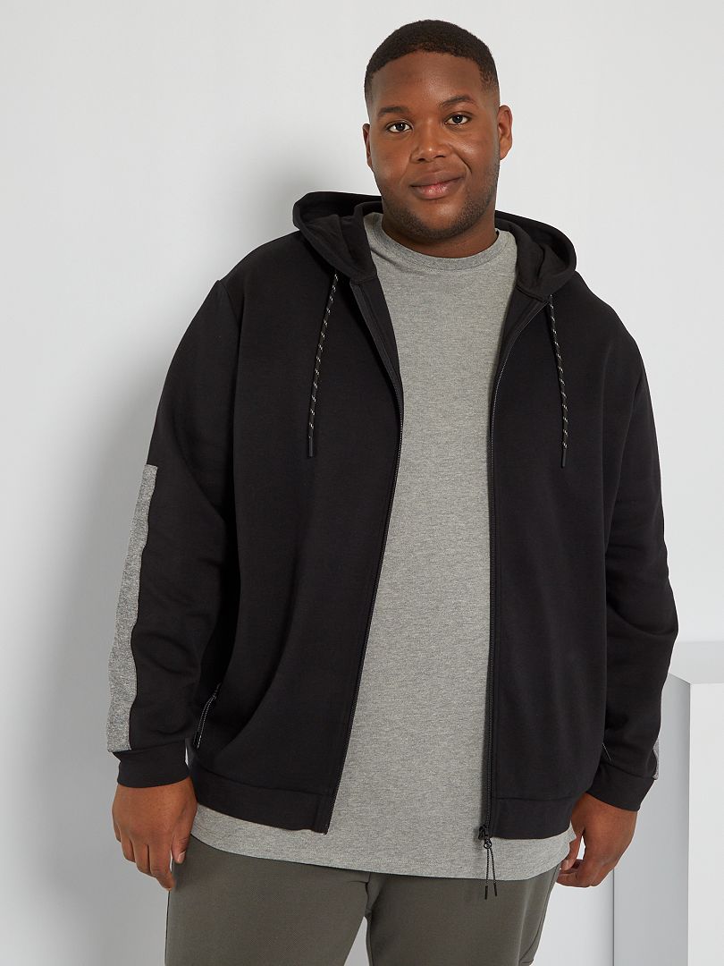 Sweat-shirt zippé à capuche Noir et Rouge
