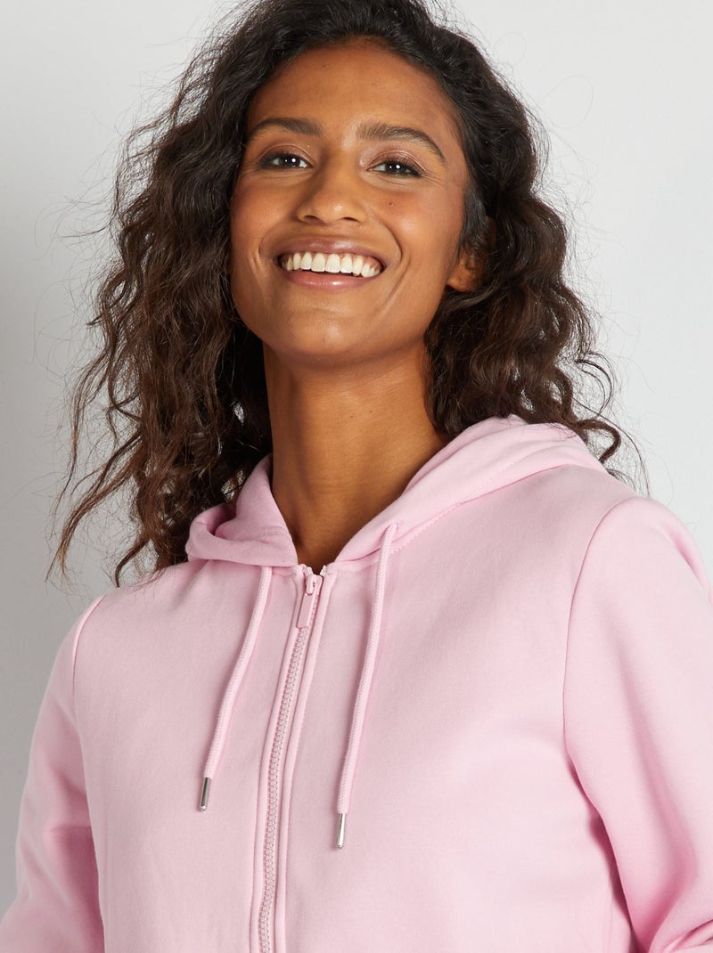 Sweat zippé à capuche Rose - Kiabi