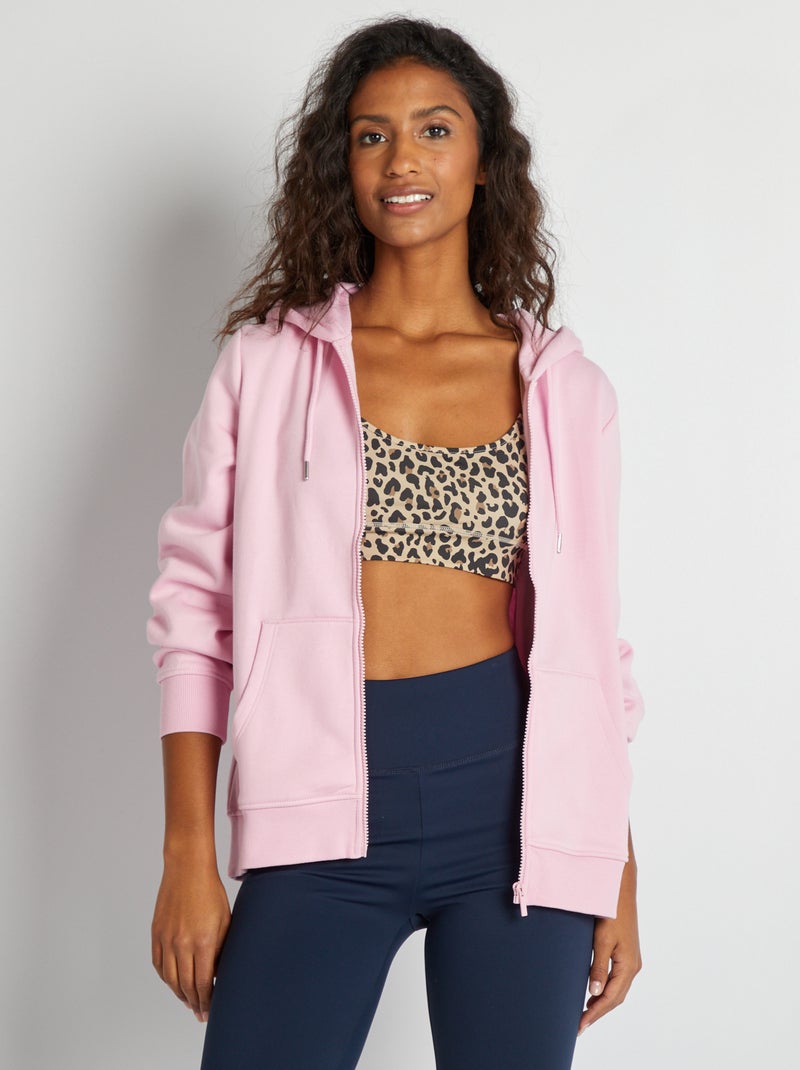 Sweat zippé à capuche Rose - Kiabi