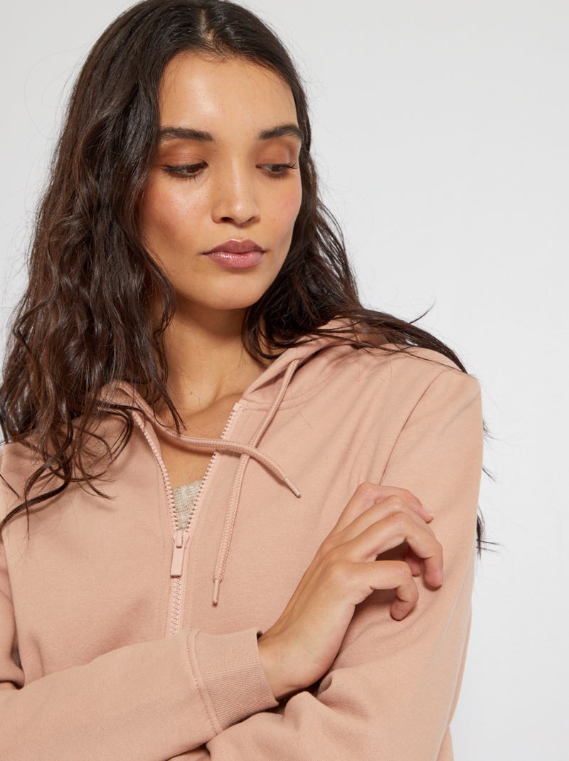 Sweat zippé à capuche Rose - Kiabi