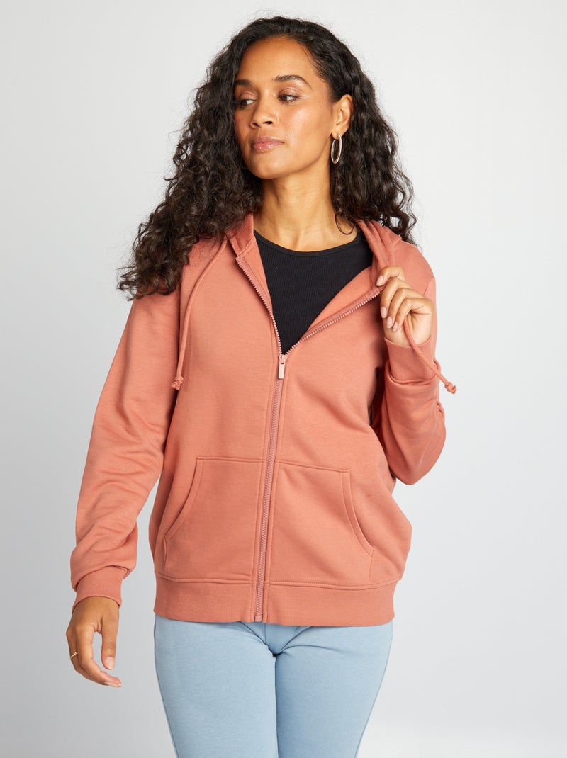 Sweat zippé à capuche Rose - Kiabi