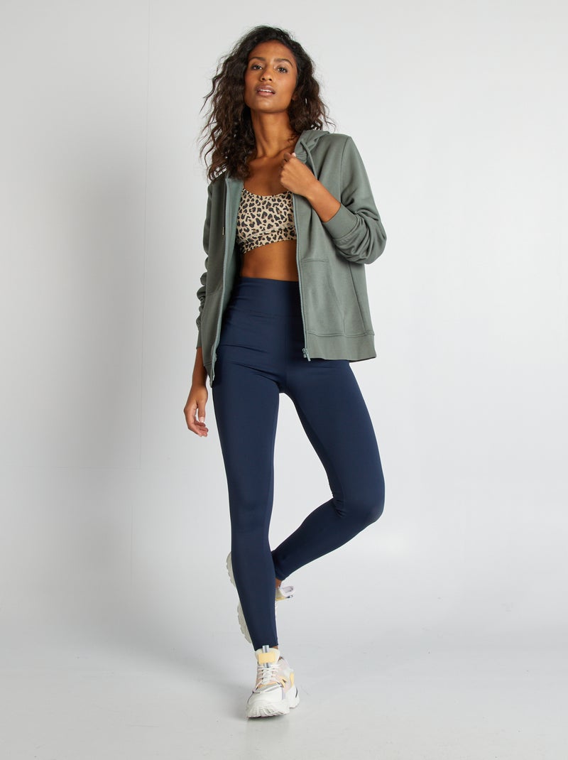 Sweat zippé à capuche Vert - Kiabi