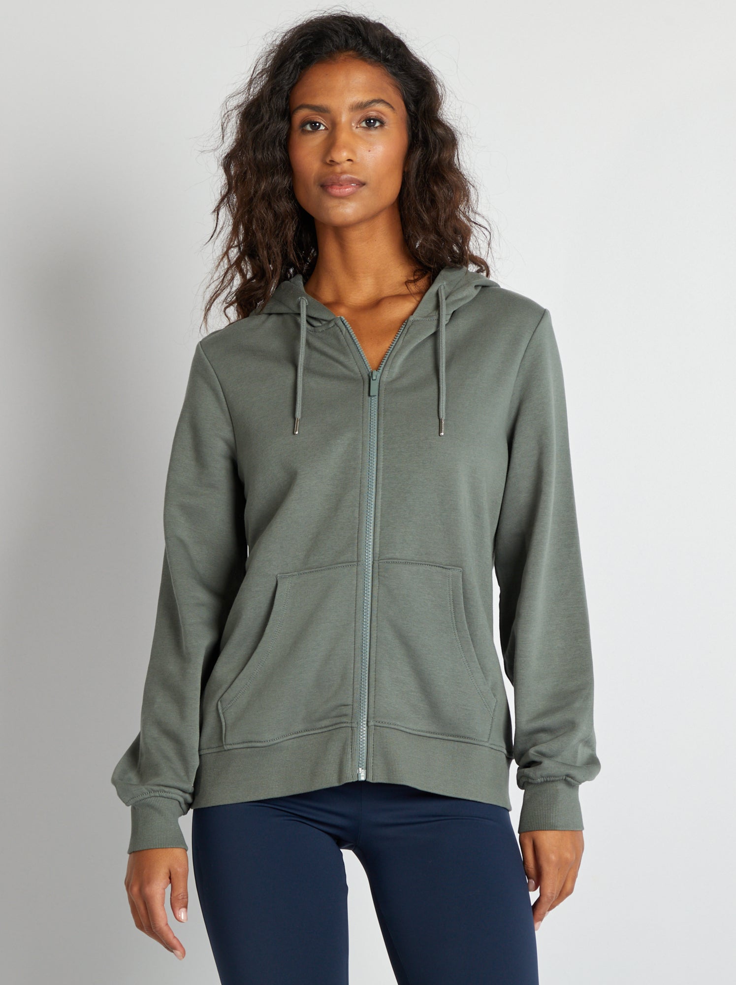Sweat pull femme Quechua vert polyester taille S zippé