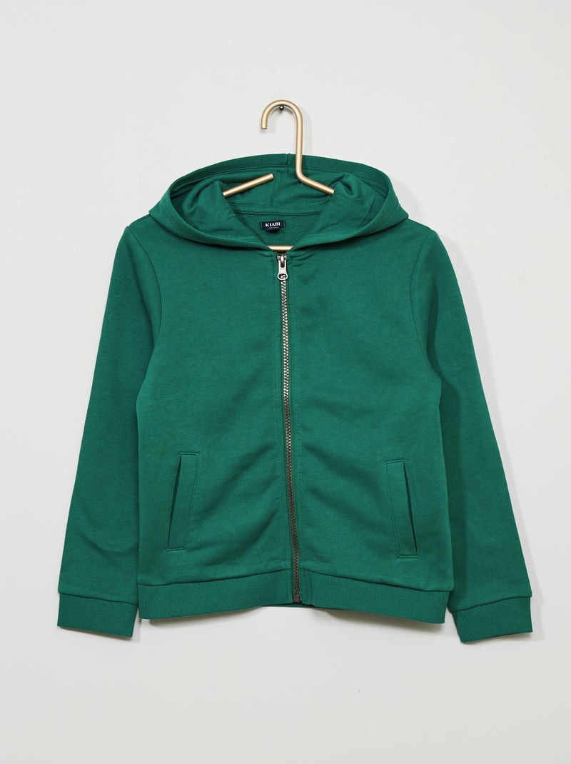 Sweat zippé à capuche Vert foncé - Kiabi