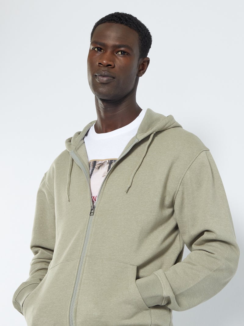 Sweat zippé à capuche Vert - Kiabi