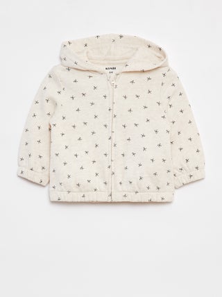 Sweat zippé à motif et à capuche