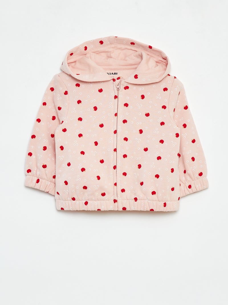 Sweat zippé à motif et à capuche Rose - Kiabi