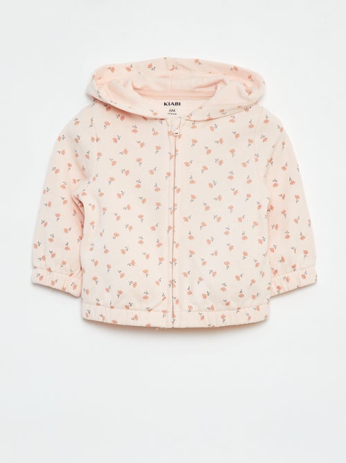 Sweat zippé à motif et à capuche - Kiabi