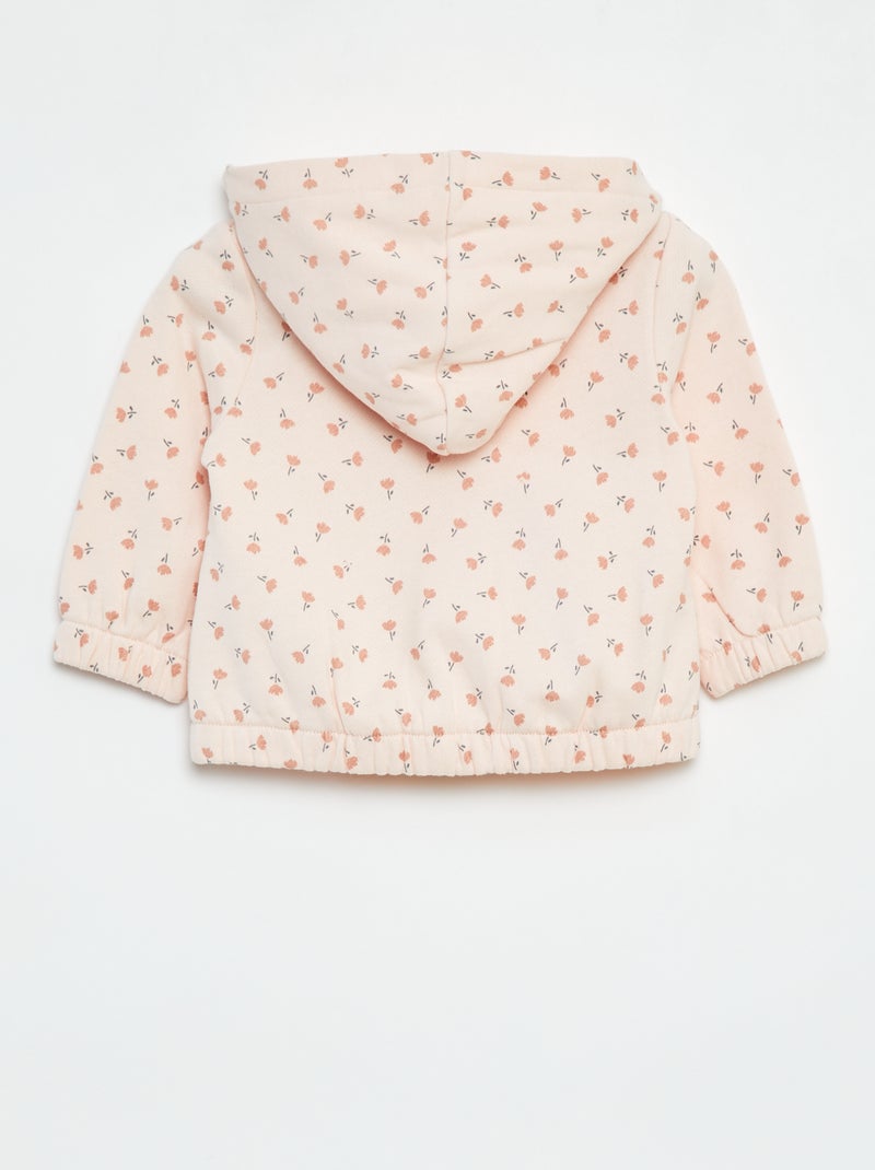 Sweat zippé à motif et à capuche Rose - Kiabi