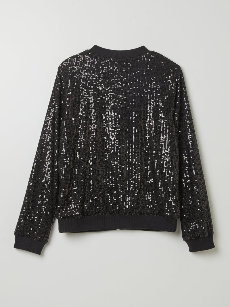 Sweat zippé à sequins Noir - Kiabi