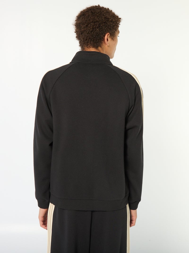 Sweat zippé avec bande sur le côté Noir - Kiabi